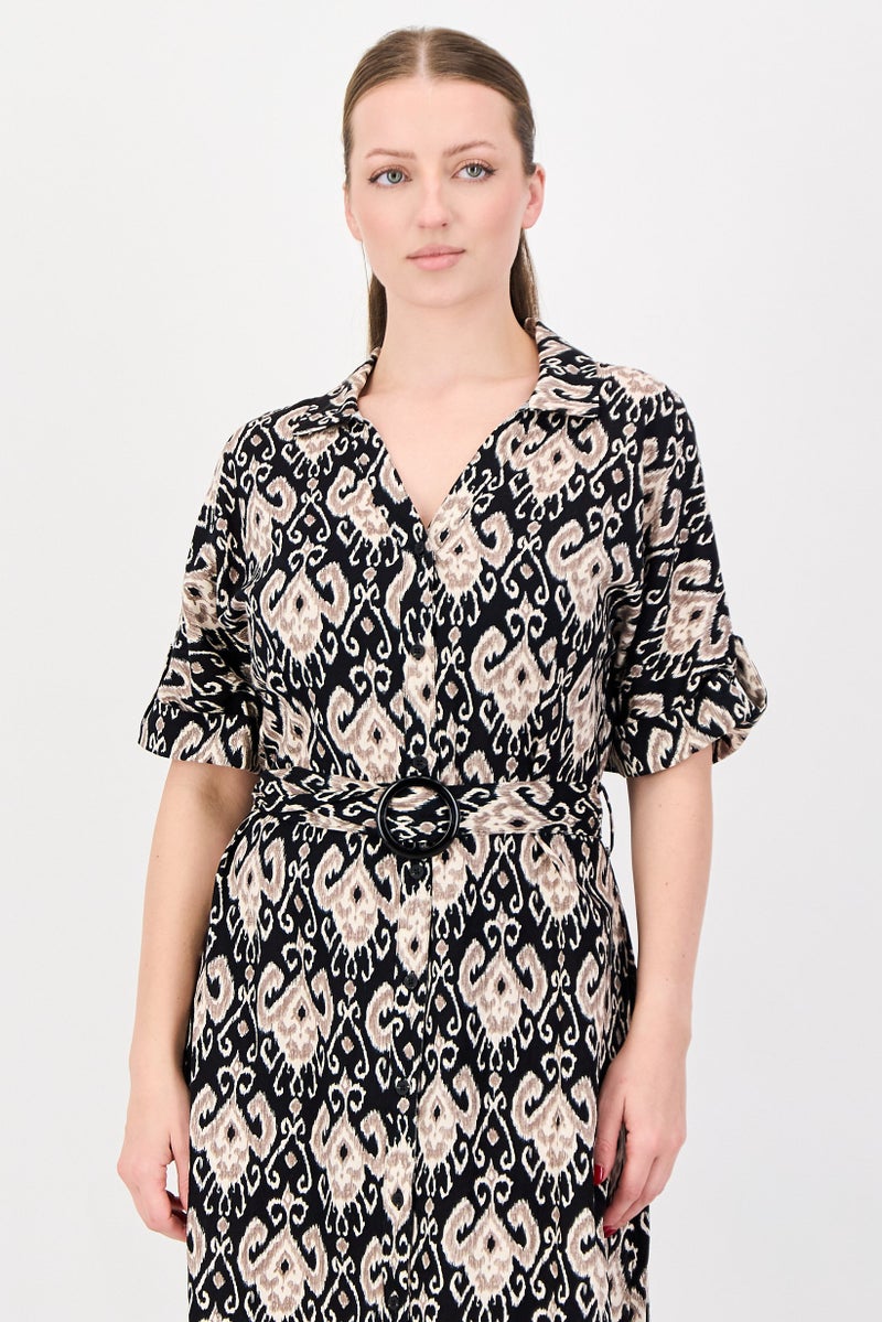 bebe Women Allover Print Midi Dress, Multicolor - Image 2